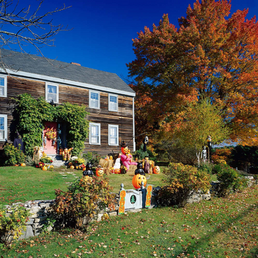 Darstellung des Puzzle Motivs Haus mit Halloween Dekoration, Maine, USA 500 Puzzle 3D Modell