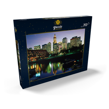 Darstellung des Puzzle Motivs Yachthafen mir der Skyline von Boston, Massachusetts, USA 200 Puzzle Schachtel Ansicht2