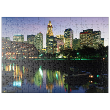 Darstellung des Puzzle Motivs puzzleplate Yachthafen mir der Skyline von Boston, Massachusetts, USA 200 Puzzle