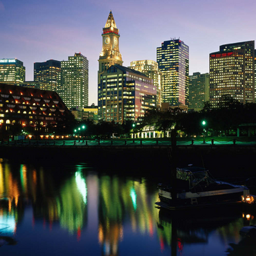 Darstellung des Puzzle Motivs Yachthafen mir der Skyline von Boston, Massachusetts, USA 200 Puzzle 3D Modell