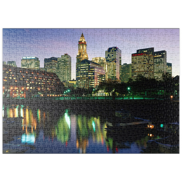 Darstellung des Puzzle Motivs puzzleplate Yachthafen mir der Skyline von Boston, Massachusetts, USA 500 Puzzle