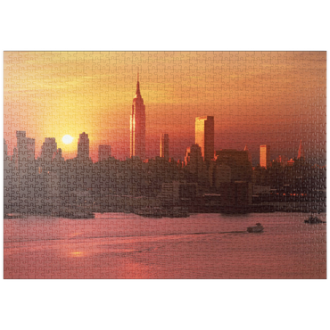 Darstellung des Puzzle Motivs puzzleplate Skyline mit Empire State Building, Manhattan, New York City, New York, USA 1000 Puzzle