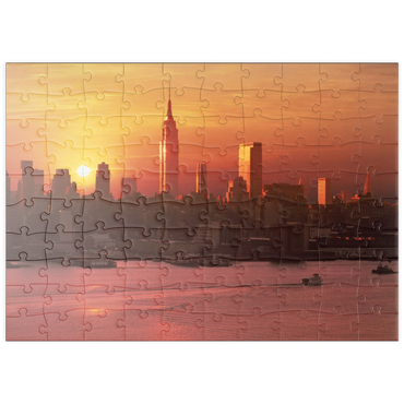 Darstellung des Puzzle Motivs puzzleplate Skyline mit Empire State Building, Manhattan, New York City, New York, USA 100 Puzzle