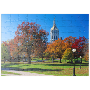 Darstellung des Puzzle Motivs puzzleplate Park mit Kapitol in Hartford, Connecticut, USA 100 Puzzle