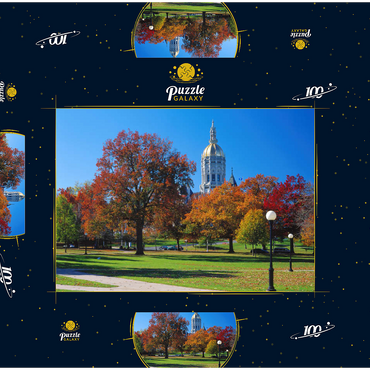 Darstellung des Puzzle Motivs Park mit Kapitol in Hartford, Connecticut, USA 100 Puzzle Schachtel 3D Modell