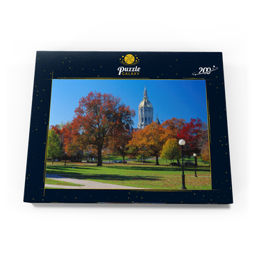 Darstellung des Puzzle Motivs Park mit Kapitol in Hartford, Connecticut, USA 200 Puzzle Schachtel Ansicht3