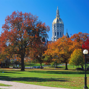 Darstellung des Puzzle Motivs Park mit Kapitol in Hartford, Connecticut, USA 200 Puzzle 3D Modell