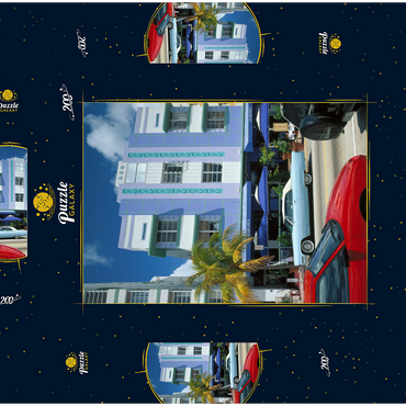 Darstellung des Puzzle Motivs Art Deco Hotels am Ocean Drive in Miami Beach, Florida, USA 200 Puzzle Schachtel 3D Modell