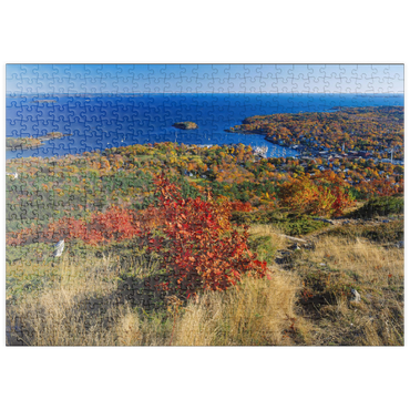 Darstellung des Puzzle Motivs puzzleplate Stadtübersicht und Yachthafen von Camden, Maine, USA 500 Puzzle