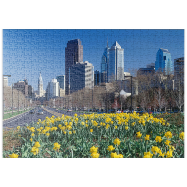 Darstellung des Puzzle Motivs puzzleplate Benjamin Franklin Parkway mit Skline und City Hall, Philadelphia, Pennsylvania, USA 500 Puzzle