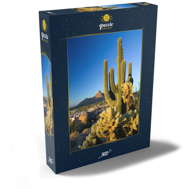 Darstellung des Puzzle Motivs Four Seasons Hotelanlage mit Pinnacle Peak, Scottsdale, Arizona, USA 500 Puzzle Schachtel Ansicht2