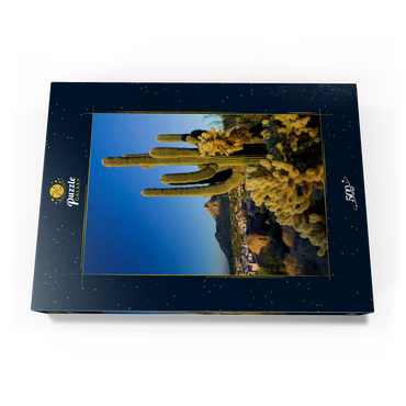 Darstellung des Puzzle Motivs Four Seasons Hotelanlage mit Pinnacle Peak, Scottsdale, Arizona, USA 500 Puzzle Schachtel Ansicht3