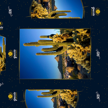 Darstellung des Puzzle Motivs Four Seasons Hotelanlage mit Pinnacle Peak, Scottsdale, Arizona, USA 500 Puzzle Schachtel 3D Modell