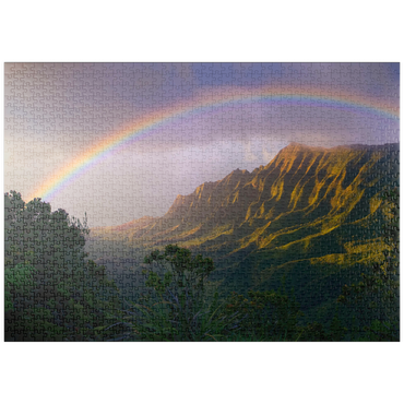 Darstellung des Puzzle Motivs puzzleplate Regenbogen über der Na Pali Küste, Insel Kauai, Hawaii, USA 1000 Puzzle