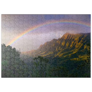 Darstellung des Puzzle Motivs puzzleplate Regenbogen über der Na Pali Küste, Insel Kauai, Hawaii, USA 200 Puzzle