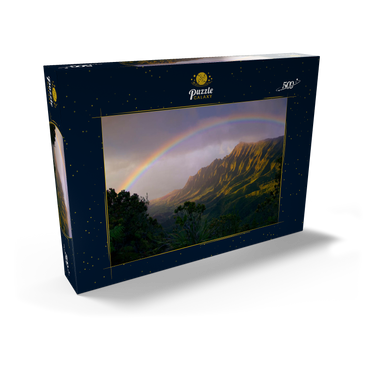 Darstellung des Puzzle Motivs Regenbogen über der Na Pali Küste, Insel Kauai, Hawaii, USA 500 Puzzle Schachtel Ansicht2