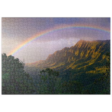 Darstellung des Puzzle Motivs puzzleplate Regenbogen über der Na Pali Küste, Insel Kauai, Hawaii, USA 500 Puzzle