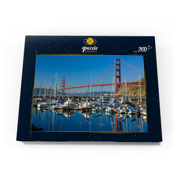 Darstellung des Puzzle Motivs Golden Gate Bridge mit Yachthafen, San Francisco, Kalifornien, USA 200 Puzzle Schachtel Ansicht3