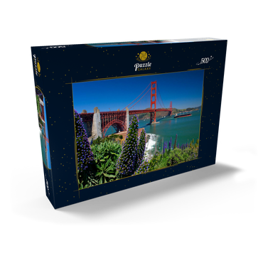 Darstellung des Puzzle Motivs San Francisco Bay mit Golden Gate Bridge und Fort Point National Historic Site, San Francisco, Kalifornien, USA 500 Puzzle Schachtel Ansicht2