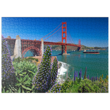 Darstellung des Puzzle Motivs puzzleplate San Francisco Bay mit Golden Gate Bridge und Fort Point National Historic Site, San Francisco, Kalifornien, USA 500 Puzzle