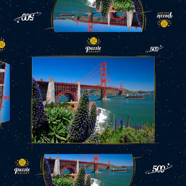 Darstellung des Puzzle Motivs San Francisco Bay mit Golden Gate Bridge und Fort Point National Historic Site, San Francisco, Kalifornien, USA 500 Puzzle Schachtel 3D Modell