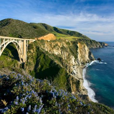 Darstellung des Puzzle Motivs Küste am Highway One bei Big Sur, Kalifornien, USA 100 Puzzle 3D Modell