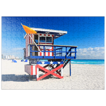 Darstellung des Puzzle Motivs puzzleplate Rettungsschwimmer Station in South Beach in Miami Beach, Florida, USA 200 Puzzle