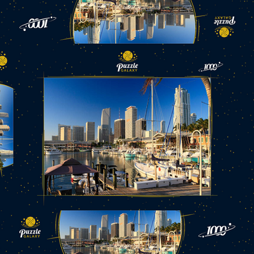 Darstellung des Puzzle Motivs Yachthafen am Bayside Marketplace in Downtown Miami, Florida, USA 1000 Puzzle Schachtel 3D Modell