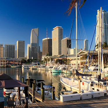 Darstellung des Puzzle Motivs Yachthafen am Bayside Marketplace in Downtown Miami, Florida, USA 500 Puzzle 3D Modell