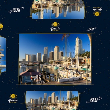Darstellung des Puzzle Motivs Yachthafen am Bayside Marketplace in Downtown Miami, Florida, USA 500 Puzzle Schachtel 3D Modell