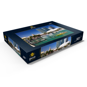 Darstellung des Puzzle Motivs Yachthafen am Bayside Marketplace in Downtown Miami, Florida, USA 500 Puzzle Schachtel Ansicht1