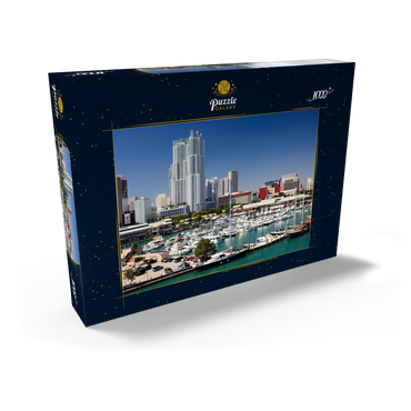Darstellung des Puzzle Motivs Yachthafen am Bayside Marketplace in Downtown Miami, Florida, USA 1000 Puzzle Schachtel Ansicht2