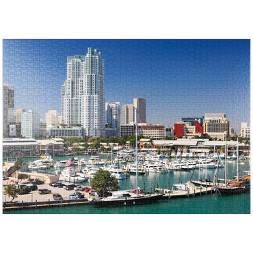Darstellung des Puzzle Motivs puzzleplate Yachthafen am Bayside Marketplace in Downtown Miami, Florida, USA 1000 Puzzle