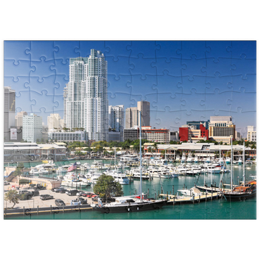 Darstellung des Puzzle Motivs puzzleplate Yachthafen am Bayside Marketplace in Downtown Miami, Florida, USA 100 Puzzle