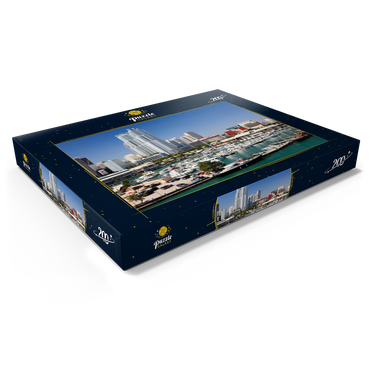 Darstellung des Puzzle Motivs Yachthafen am Bayside Marketplace in Downtown Miami, Florida, USA 200 Puzzle Schachtel Ansicht1