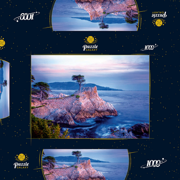 Darstellung des Puzzle Motivs Lonely Cypress, Monterey Zypresse an der Pazifikküste bei Carmel 1000 Puzzle Schachtel 3D Modell