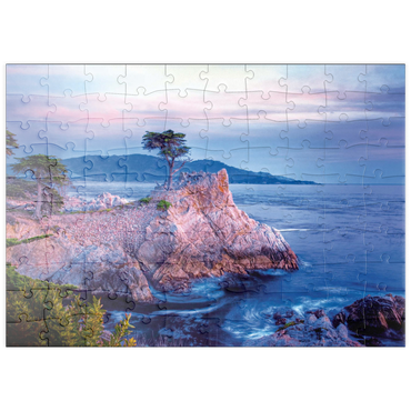 Darstellung des Puzzle Motivs puzzleplate Lonely Cypress, Monterey Zypresse an der Pazifikküste bei Carmel 100 Puzzle