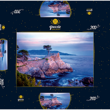 Darstellung des Puzzle Motivs Lonely Cypress, Monterey Zypresse an der Pazifikküste bei Carmel 200 Puzzle Schachtel 3D Modell