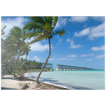 Darstellung des Puzzle Motivs puzzleplate Flagler's Eisenbahnbrücke, Bahia Honda Key, Florida Keys, Florida, USA 1000 Puzzle