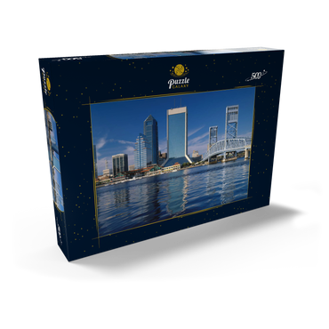 Darstellung des Puzzle Motivs St. John's River und Skyline von Jacksonville, Florida, USA 500 Puzzle Schachtel Ansicht2