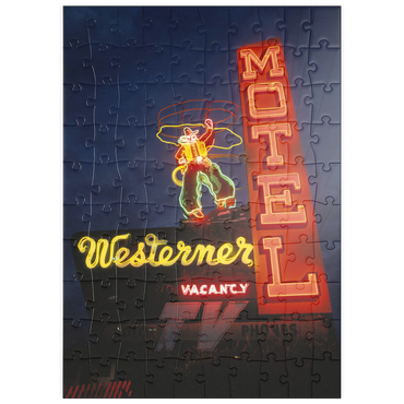 Darstellung des Puzzle Motivs puzzleplate Neonreklame in Monterey, Kalifornien, USA 100 Puzzle