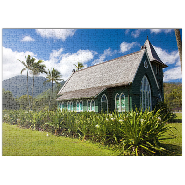 Darstellung des Puzzle Motivs puzzleplate Waioli Huiia Kirche, Hanalei, Insel Kauai, Hawaii, USA 500 Puzzle