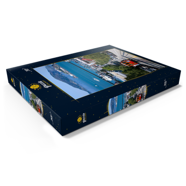 Darstellung des Puzzle Motivs Cable Car mit Fisherman's Wharf und Alcatraz Island, San Francisco, Kalifornien, USA 200 Puzzle Schachtel Ansicht1