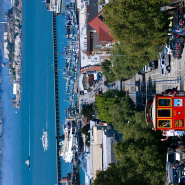 Darstellung des Puzzle Motivs Cable Car mit Fisherman's Wharf und Alcatraz Island, San Francisco, Kalifornien, USA 200 Puzzle 3D Modell