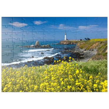 Darstellung des Puzzle Motivs puzzleplate Leuchtturm am Pigeon Point südlich von San Francisco, Highway One, Kalifornien, USA 100 Puzzle