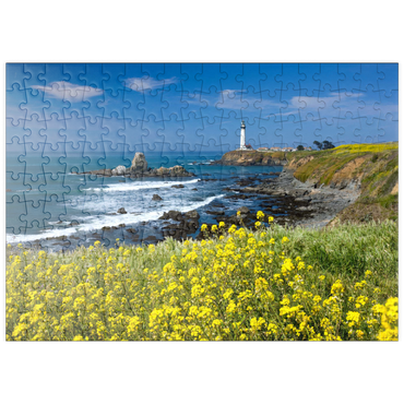 Darstellung des Puzzle Motivs puzzleplate Leuchtturm am Pigeon Point südlich von San Francisco, Highway One, Kalifornien, USA 200 Puzzle