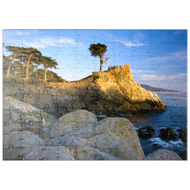 Darstellung des Puzzle Motivs puzzleplate Monterey Zypresse (Lone Cypress) an der Pazifikküste bei 100 Puzzle