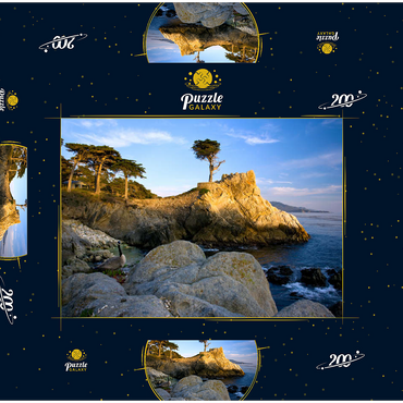 Darstellung des Puzzle Motivs Monterey Zypresse (Lone Cypress) an der Pazifikküste bei 200 Puzzle Schachtel 3D Modell