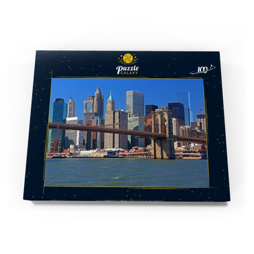 Darstellung des Puzzle Motivs Blick zur Brooklyn Bridge, Manhattan, New York City, New York, USA 100 Puzzle Schachtel Ansicht3