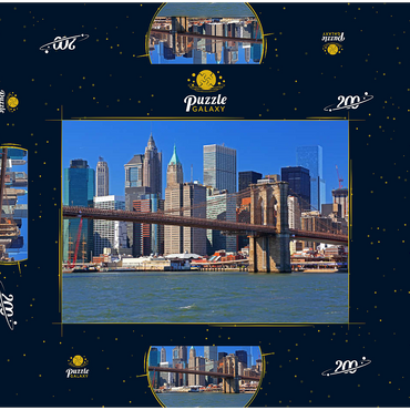 Darstellung des Puzzle Motivs Blick zur Brooklyn Bridge, Manhattan, New York City, New York, USA 200 Puzzle Schachtel 3D Modell